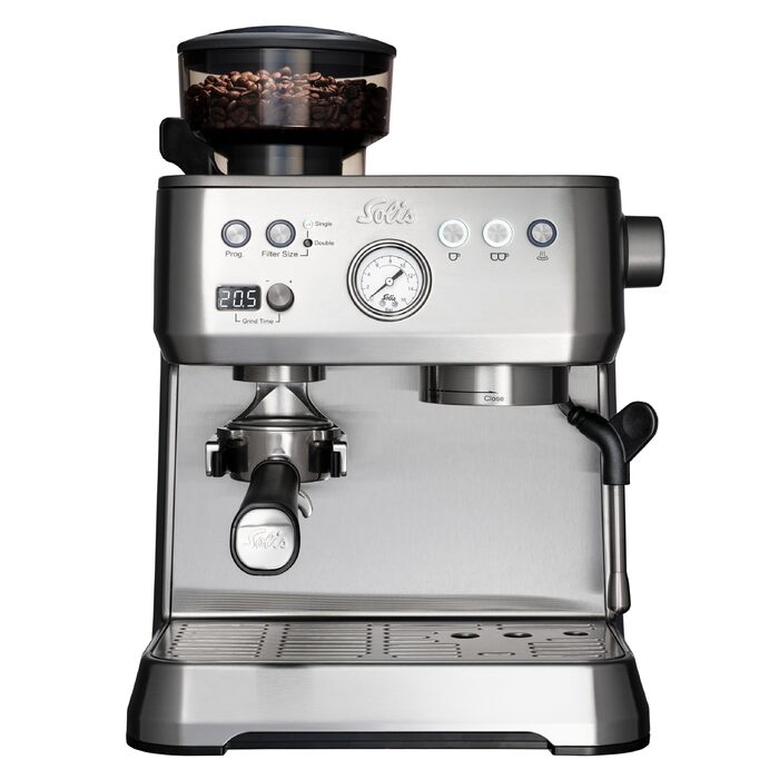 Кавомашина Solis Grind & Infuse Perfetta 1019 з вбудованою кавомолкою та функцією приготування еспресо, капучино та гарячої води - нержавіюча сталь