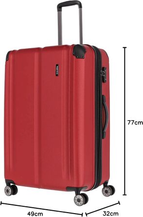 Велика валіза на 4 колесах Travelite CITY з жорстким корпусом, розширювана, з TSA-замком, стійка до подряпин, 77 см, 113-124 л, червона
