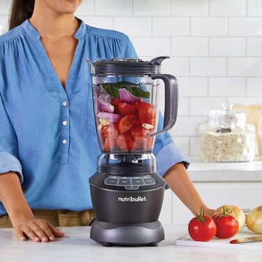 Блендер Nutribullet 1000 Вт, електричний, 1,6 л, мультифункціональний, сірий, модель NBF450DG (2020), професійний стаціонарний міксер