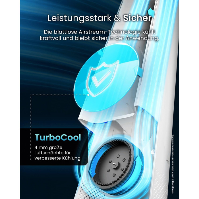 Вентилятор без лопатей Pro Breeze 101 см з LED дисплеєм, 6 швидкостей, 5 режимів, авто-коливання 60°, таймер 7 годин, управління через додаток та пульт, білий