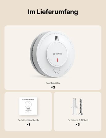 X-Sense Детектор диму Smart WLAN з 10-річною батареєю та базовою станцією SBS50, фотоелектричний бездротовий датчик диму, SD19-MN61, 6 шт. SD19-MN61 з базовою станцією SBS50 (6 шт.) Білий (SD19-MN без базової станції (3 шт.), Білий)
