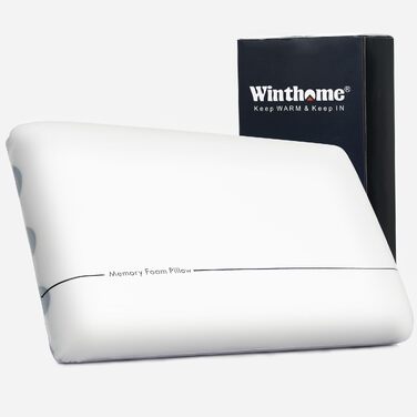 Подушка з піни Memory Foam Winthome з двостороннім регулюванням жорсткості 60x40x10 см, біла. Ортопедична подушка для сну на спині, боці та животі, сертифікат Oeko-Tex