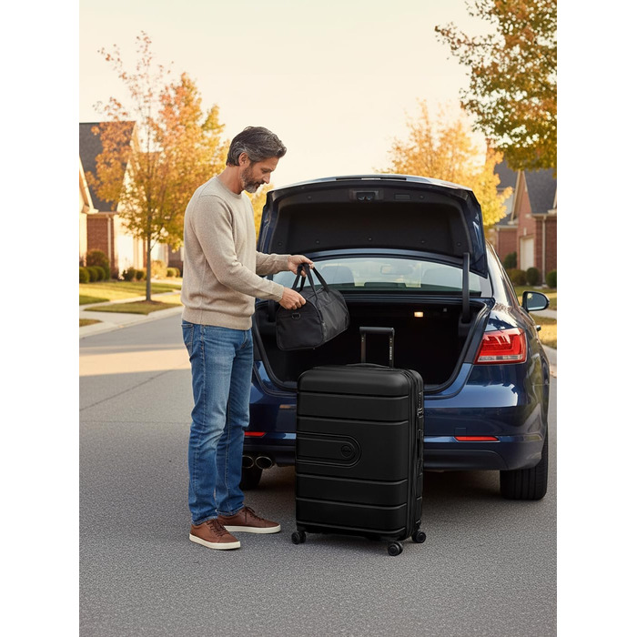 Валіза для подорожей REDOLZ Essentials 11 XL, пластикова, чорна, 76x51x32 см, з TSA-замком та розширенням