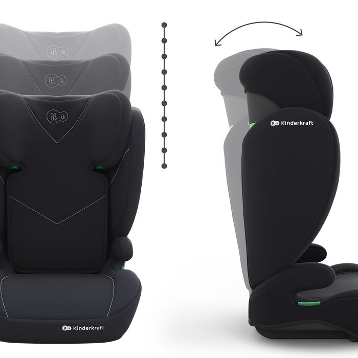 Дитяче автокрісло Kinderkraft I-SPARK 2 PRO (100-150 см), 2в1, стандарт i-Size, чорне