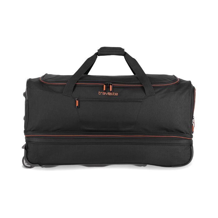 Дорожня сумка на колесах Travelite Basics Duffle L, 70 см, 98-119 л, чорно-помаранчева