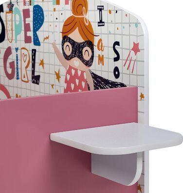 Дитяче ліжко Relaxdays 60x94x143 см, з бортиком і полицею, супергеройський дизайн, кольорове, з МДФ