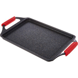 Гриль-пластина WECOOK! Ecochef Titan 43x25 см, алюміній, антипригарна Quantanium, для всіх плит, знімні силіконові ручки, чорна