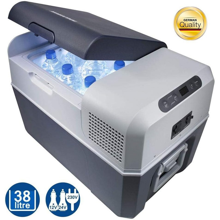 Автомобільний компресорний холодильник Mobicool FR40 38л 12/24/230V: для кемпінгу, авто, фургона, подорожей. З функцією заморозки та цифровим дисплеєм
