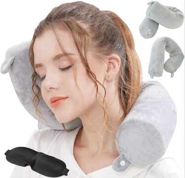Подорожня подушка Hxcxrst із піноматеріалу Memory Foam, ортопедична подушка для підтримки шиї, підборіддя, талії та ніг, регульована, сіра, для дому, літака, автобуса, поїзда