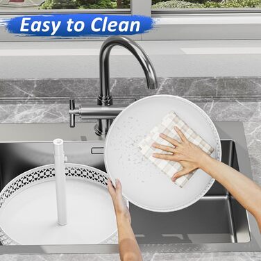 Дворівнева обертаюча полиця Lazy Susan для спецій і зберігання, металева, 30,5 см, біла, для кухні, шафи, столу, косметики, регульована