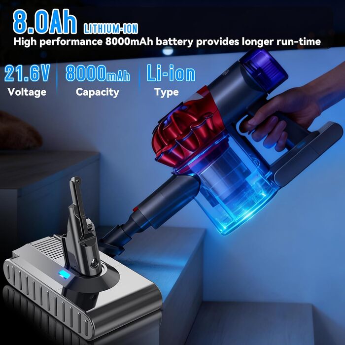 Акумулятор Dyson V7/SV11 (замінний) з LED дисплеєм + 2 фільтри, викрутка, гвинти, блокування кнопки | Оригінал