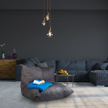 Relaxdays Великий крісло-мішок XXL сірого кольору з підлокітником