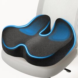 Подушка для офісного крісла Lofty Aim з піни Memory Foam: ортопедична, для попереку, від болю в сідницях, для офісу, авто, літака, інвалідного візка – чорний та темно-сірий