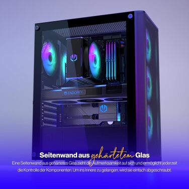 Ігровий корпус ENDORFY Ventum 200 ARGB ATX з 4 ARGB вентиляторами, загартованим склом та mesh-панеллю, компактний форм-фактор, широка сумісність з охолодженням