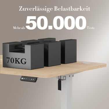 Airfish електричний регульований стіл 180x80 см з USB, пам'яттю, бежевий