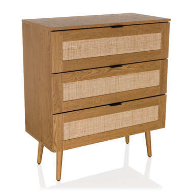 Комод BOHEO K 80x40x91 см 3 шухляди ротанг плетений дуб hjh LIVING