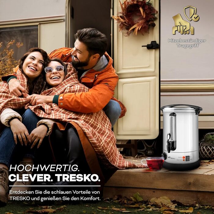 Глювайнкварник TRESKO® 10л, 1500W, нержавіюча сталь - автоматичний прилад для приготування глінтвейну та гарячих напоїв