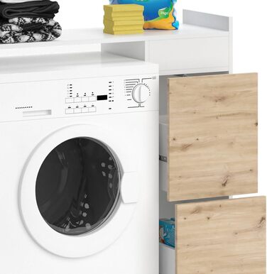 Шафа для пральної машини Vicco Alf, білий/дуб, 99x98 см, з 2 шухлядами