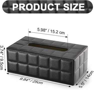 KINGFOM коробка для серветок із PU шкіри, чорна, для офісу, авто, дому