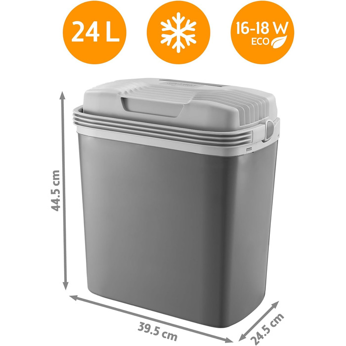 Автомобільний холодильник/термос First Austria Thermoelektrische Kühlbox 24L з USB-C PD 3.0 52W, живлення від мережі/автомобіля/USB, чорно-сірий