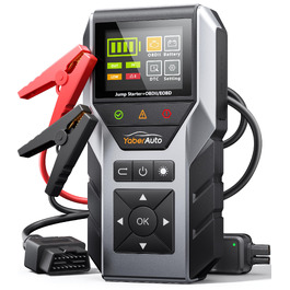 Пусковий пристрій YaberAuto Jump Starter 7000A з OBD2 діагностикою та тестером акумулятора, Powerbank 16800mAh для бензинових та дизельних авто (до 10л), з LED-ліхтарем