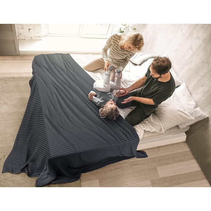 Комплект вафельних ковдр Utopia Bedding з 100% бавовни, літні легкі ковдри (4 шт.), 228x228 см, антрацит