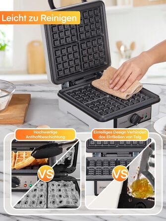 Вафельниця-гриль FOHERE XL 1200 Вт, електрична, антипригарна, для приготування вафель і паніні