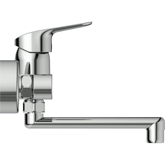 Змішувач настінний Ideal Standard Ceraflex з одним важелем, витяжка 202 мм, хромований, з регульованими з'єднаннями, водозберігаюча картридж CLICK