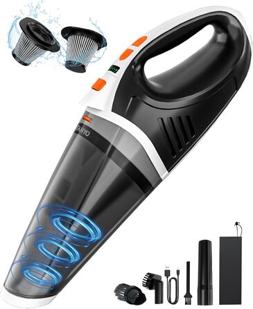 Портативний бездротовий пилосос TANYO 5-в-1, 15000/10000Па, LED, для авто, дому, кухні, тваринної шерсті, вологе/сухе прибирання, біло-оранжевий