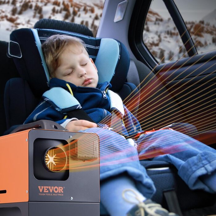 Автономний дизельний обігрівач повітря VEVOR 12V 5кВт з LCD-дисплеєм, Bluetooth-керуванням та пультом (10 м)