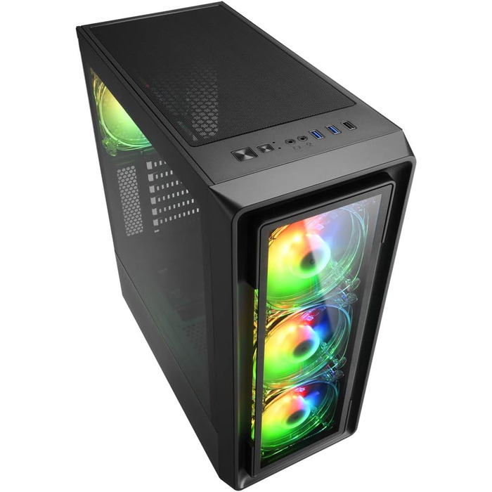 Комп'ютерний корпус Sharkoon TK4 RGB зі скляною панеллю, підсвітка RGB, для ігрового ПК