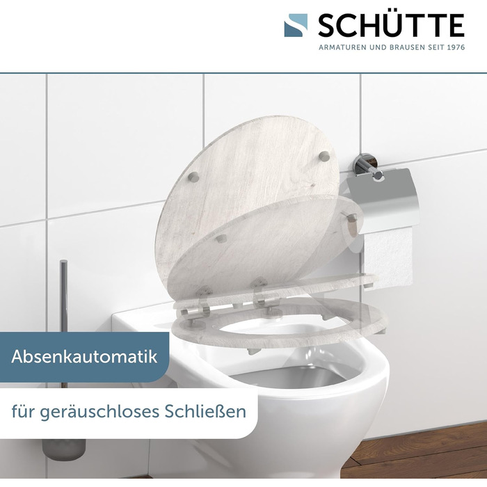 Дерев'яне сидіння для унітаза SCHÜTTE з мікроліфтом (Soft-Close), підвіконий кришка для унітаза з MDF, витримує до 175 кг, колір Lightwood