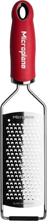 Терка кухонна Microplane Grob для сиру, моркви, імбиру, кокосу та хріну, червона з нержавіючою сталлю, Made in USA