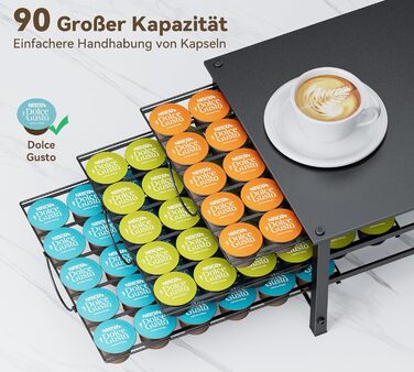 Тримач для капсул Dolce Gusto, металева висувна шухляда на 5 ярусів (90 капсул)