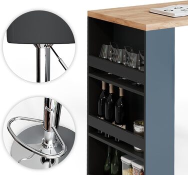 Набір барний стіл і табурети Vicco Bartisch-Set, 117 x 57 см, дуб