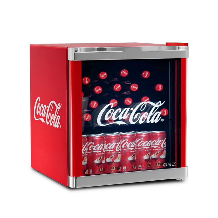 Міні-холодильник для напоїв °CUBES Original Red (48л) зі скляноюю дверцятою, енергоефективний та безшумний, для офісу, геймінгу та вечірок