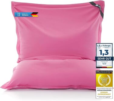 LAZY BAG Мішок-крісло Riesen-Sitzsack Classic XXL 140x180 см | Мішок-подушка 2-в-1 для відпочинку та лежання | Зручні моменти в приміщенні та на вулиці завдяки 4 млн EPS-кулькам для ідеальної ергономіки | Прасується, чохол з бавовни (рожевий)