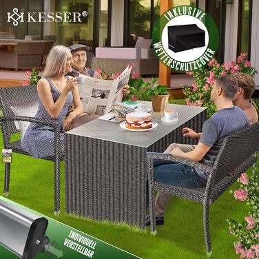 Садовий диван KESSER® з ротангу на 2 особи, вологостійкий, 125x62x90 см | Знімний чохол, ергономічні підлокітники, до 320 кг, антрацит