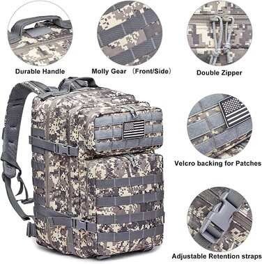 Тактичний рюкзак G4Free 40 л, військовий Molle, для походів, полювання, кемпінгу, армійський рюкзак для outdoor-активностей