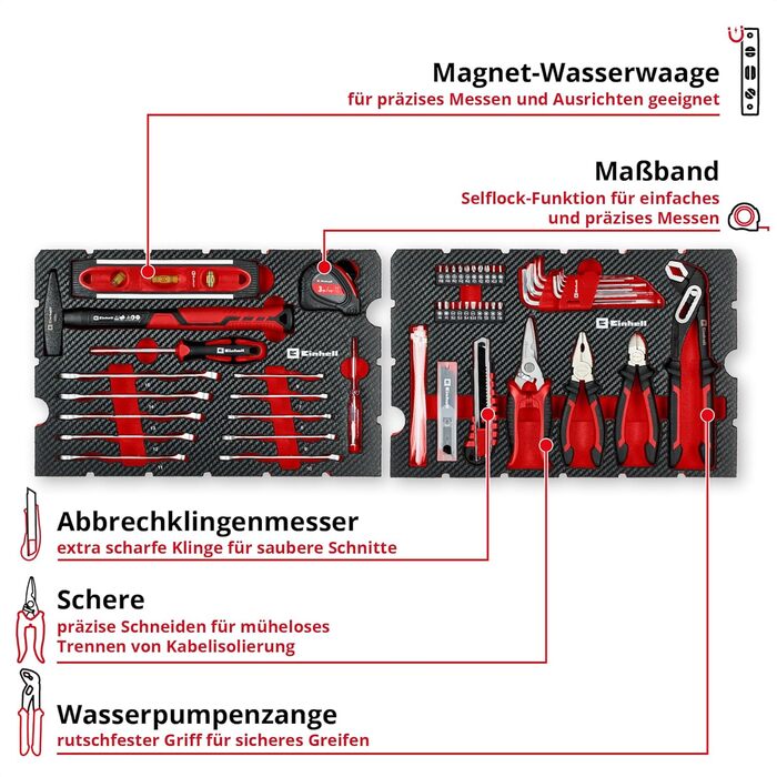 Einhell E-CASE 80: Набір інструментів в кейсі (80 предметів) для дому, майстерні та транспортування