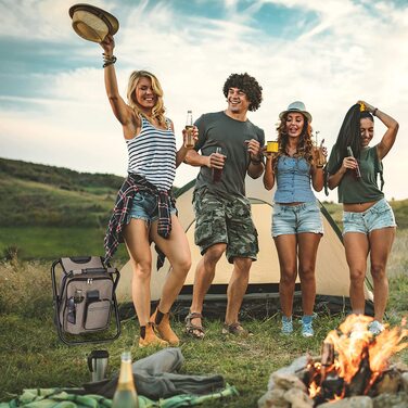 Складаний кемпінговий стілець-рюкзак Relaxdays з сумкою, легкий та стабільний, поліестер, бежевий, 42x35x29 см