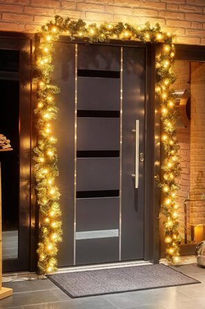 Святкова ялинкова гірлянда 5 м з 80 LED, штучна, тепле біле світло, для внутрішнього та зовнішнього використання, електрична, з таймером, 10 м кабель