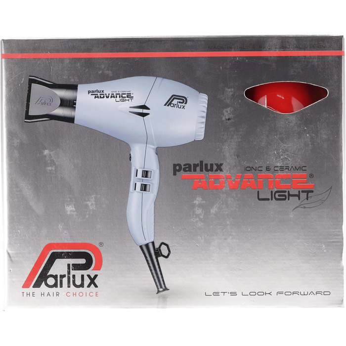 Фен Parlux Advance Light Ionic & Ceramic 2200 Вт, легкий, компактний, професійний, для всіх типів волосся, червоний, без насадки Softstyler