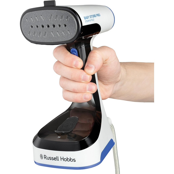 Ручний відпарювач Russell Hobbs Steam Genie Easy Store 1500Вт, складаний, для подорожей, з насадкою для тканин, 3м кабель, швидкий нагрів, модель 26740-56