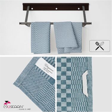 Набір рушників для кухні Müskaan 10 шт., 100% бавовна, 50x70 см, бірюзові, 210 г/м², без ворсу, для витирання посуду, для прибирання, високої поглинальності