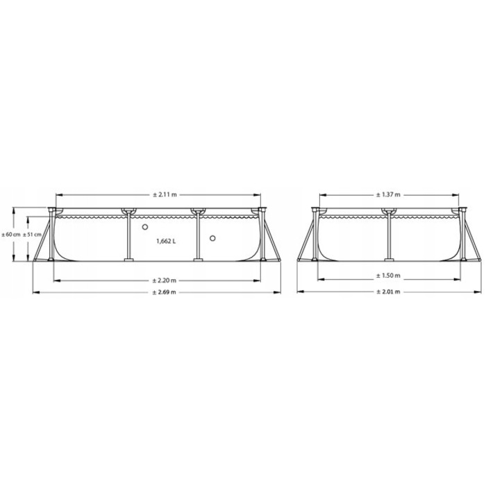 Каркасний прямокутний садовий басейн для дітей Intex 28270, 220x150x60 см