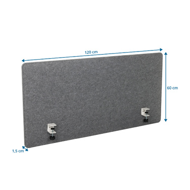 Звукоізолююча перегородка на стіл FLEXMIUT 3D 120x60x1 PET сірий hjh OFFICE