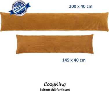Подушка для сну на боці 200x40 см, кремова, з чохлом, Öko-Tex, 40°C, вагітним та для годування