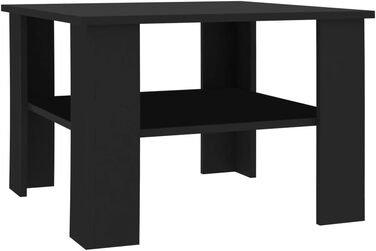Журнальний стіл vidaXL з полицею, чорний, 60x60x42 см, ДСП, для вітальні, кавовий, приставний, для телефону