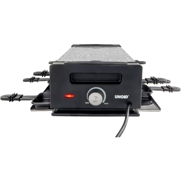 Раклетниця UNOLD 48760 Delice Basic 1200 Вт, для 8 осіб, з натуральним каменем, антипригарна двостороння пластина, нержавіюча сталь